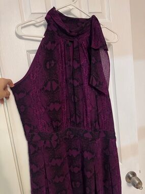 White House Black Market Sleeveless Plum snake print Midi Dress